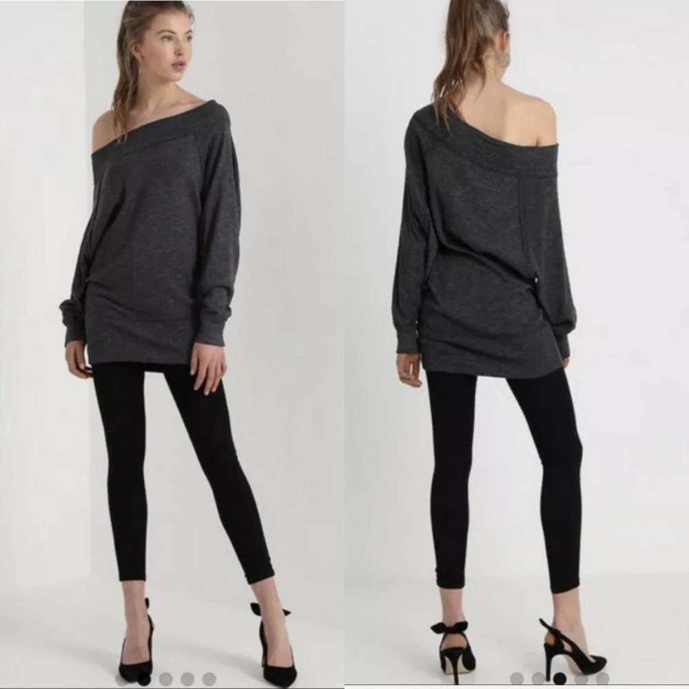 2 for $25 Free People Women Palisades Thermal Pullover Top Gray Large